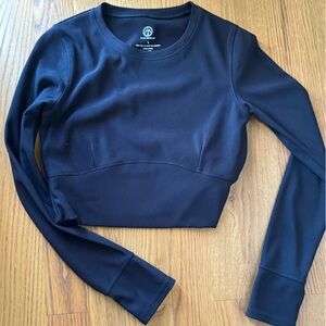 Black Long Sleeve Crop Top